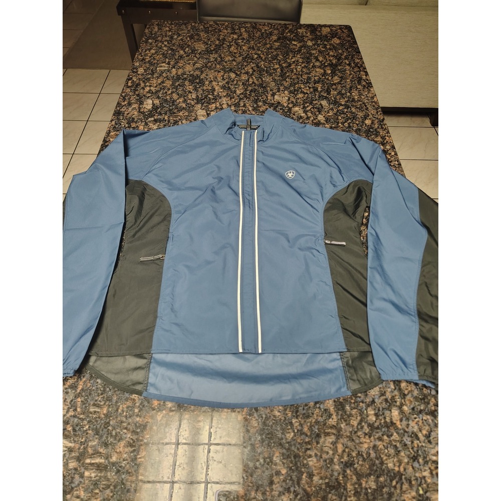 Ariat Womens Blue Gray Full Zip Equestrian Windbreaker Jacket Size S RN 105037